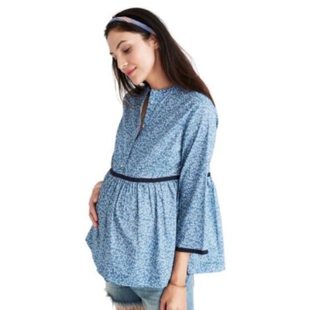 Hatch Blue Eleanor In Prairie Floral Maternity Top, size 1